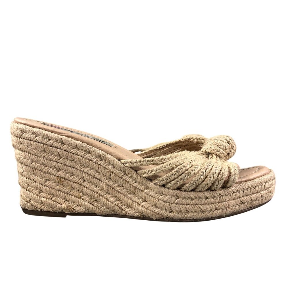 2 Lips Too Women's Size 6 Tan Braided Rope Knot Detail Wedge Heel Sandals